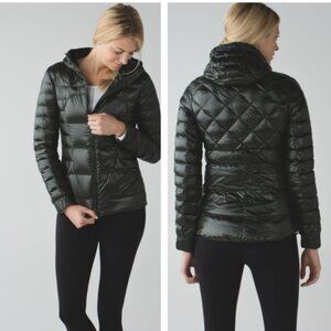Lululemon FluffinAwesome Puffer Goose Down Hoodie Jacket Zip Hood Pocket Green 8